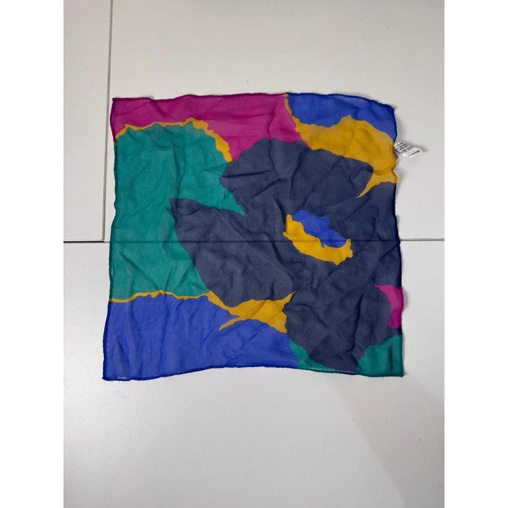 Vintage Liz Claiborne 100% Silk Scarf Women OS Abstract Floral Colorful